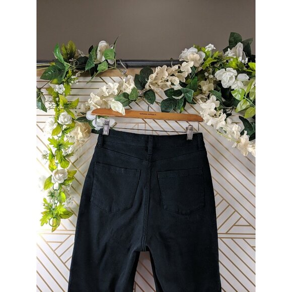 Oak Fort Women's Black High Waisted Jeans Raw Hem Size 25 - Picture 7 of 9